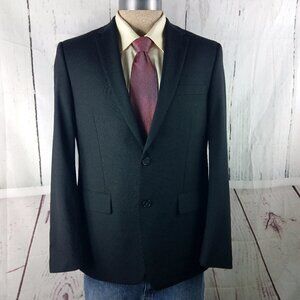 Murano Size L 2 Button Surgeon Cuff Black Suit Blazer Sport Coat